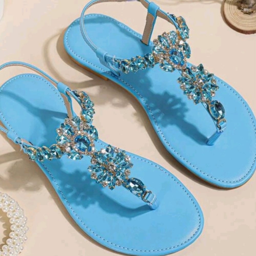 Women's Rhinestone Slingback Thong Sandal